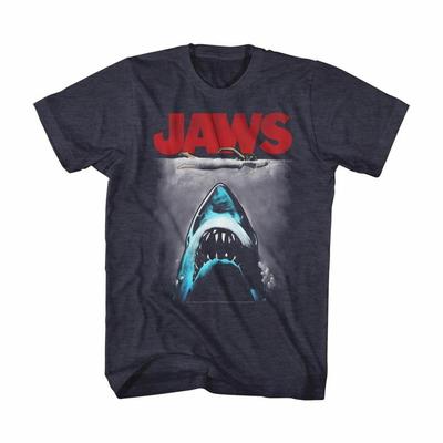 Camiseta para Adulto Jaws Logo Rojo Azul Marino Jaspeado