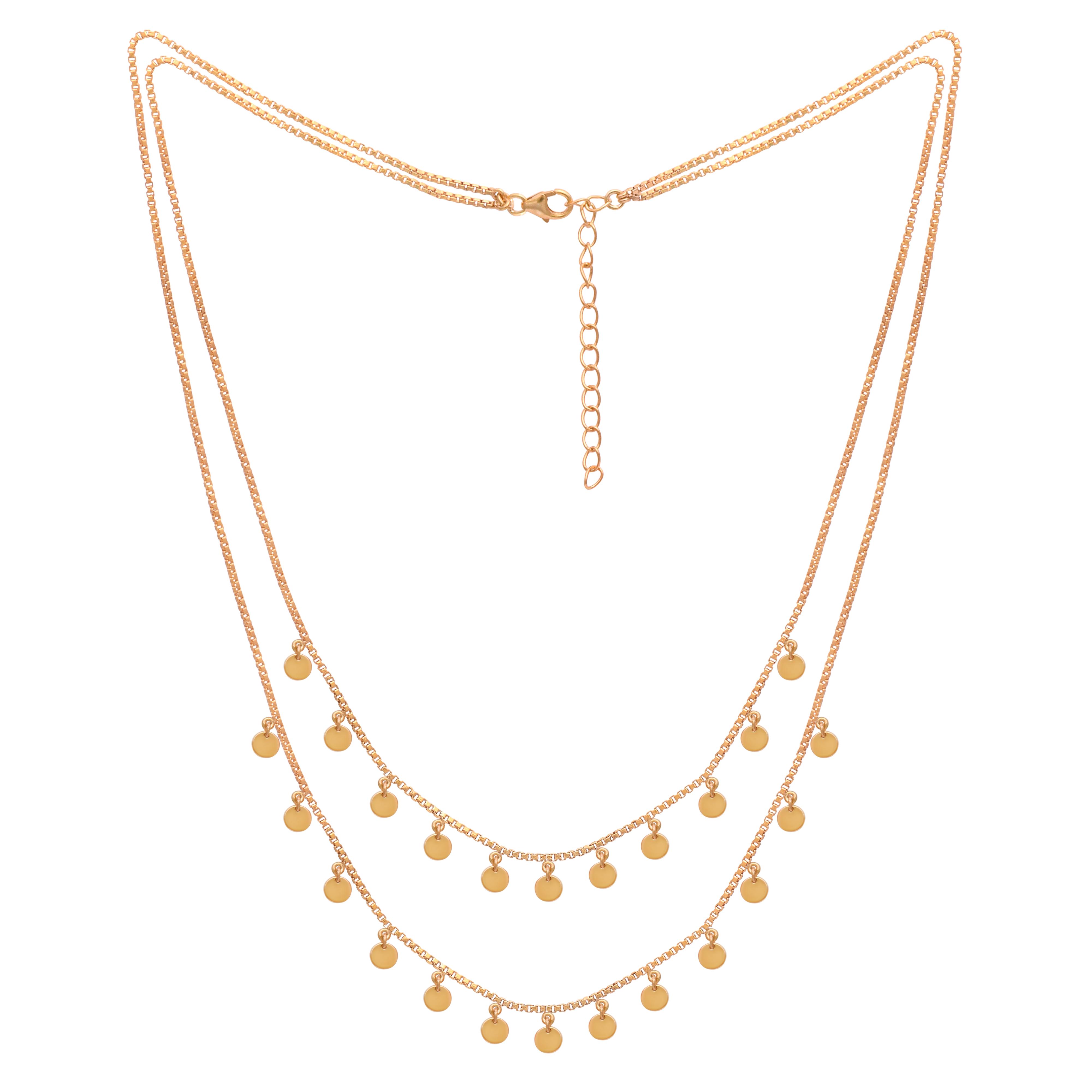 

Double Layer Disc Charm Gold Vermeil Necklace - 925 Sterling Silver
