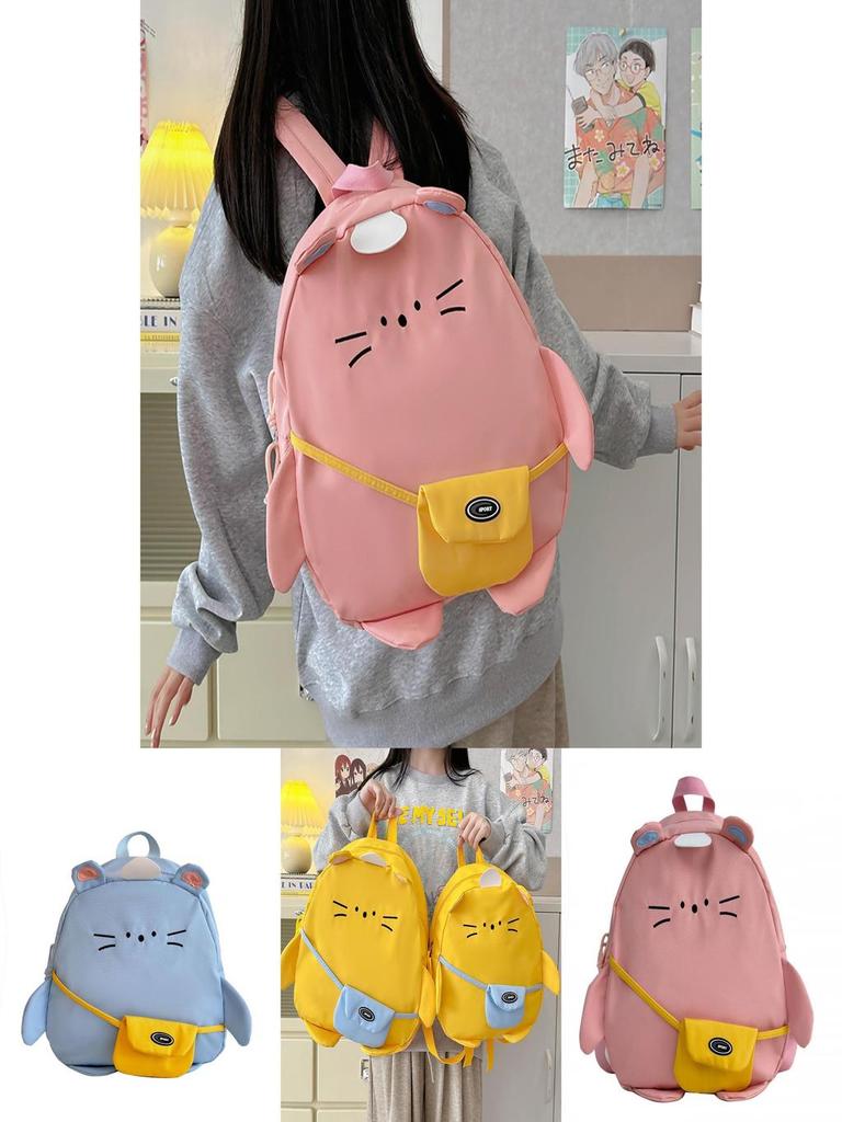Cat Mascot Kids Backpack With Large Capacity And Lightweight Nylon For School And Outdoor Use