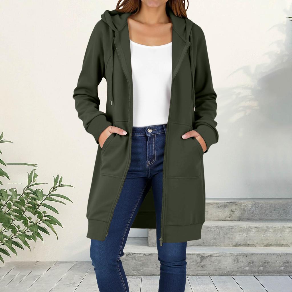 Women's Fashionable Loose-fitting Long-sleeved Casual Jacket With Zipper Hoodie