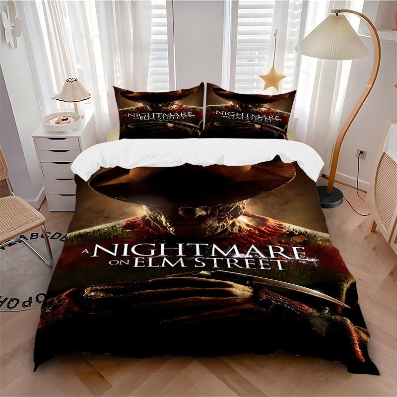 

3pcs A Nightmare on Elm Street Bedding Set, Soft Polyester Duvet Cover and Pillowcases Machine Washable Seasons all suitable058 135x200cm