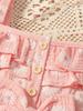 Summer Girls' One-piece Pants, Small and Fresh Frilled Short Pants, One-piece Dress for Little Kids, Casual and Refreshing Daisy Pants for Young Girls