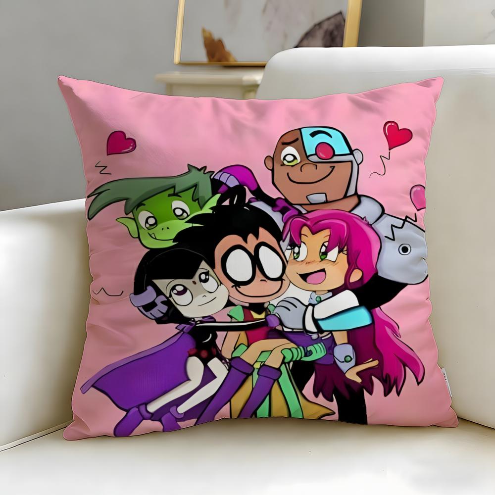 popular animated series Teen Titans Go Cushion Cover Soft  EasyWash Pillow Case  Versatile for Couch Bed Travel and Office