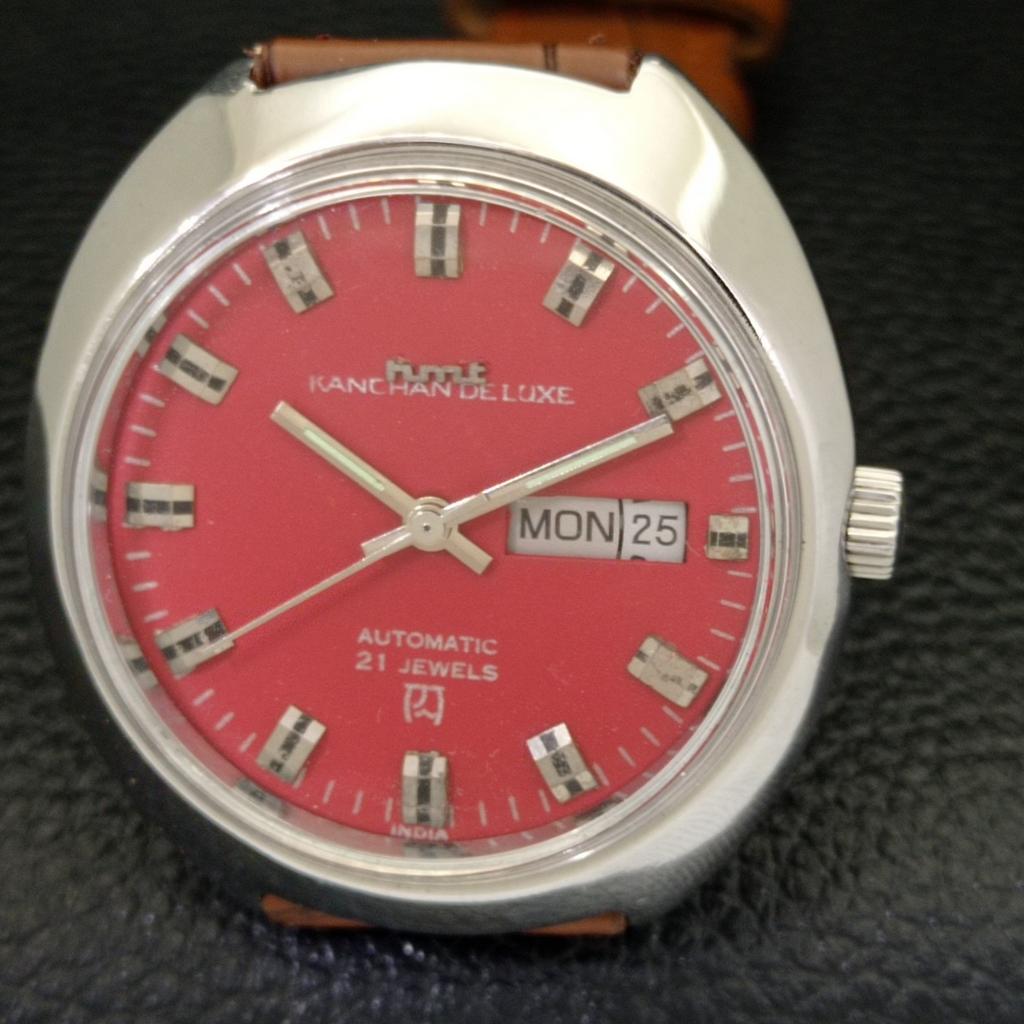 Montre automatique d'occasion pour homme HMT Kanchan Deluxe 6501, cadran rouge, modèle indien a432207-2 R110-a432207