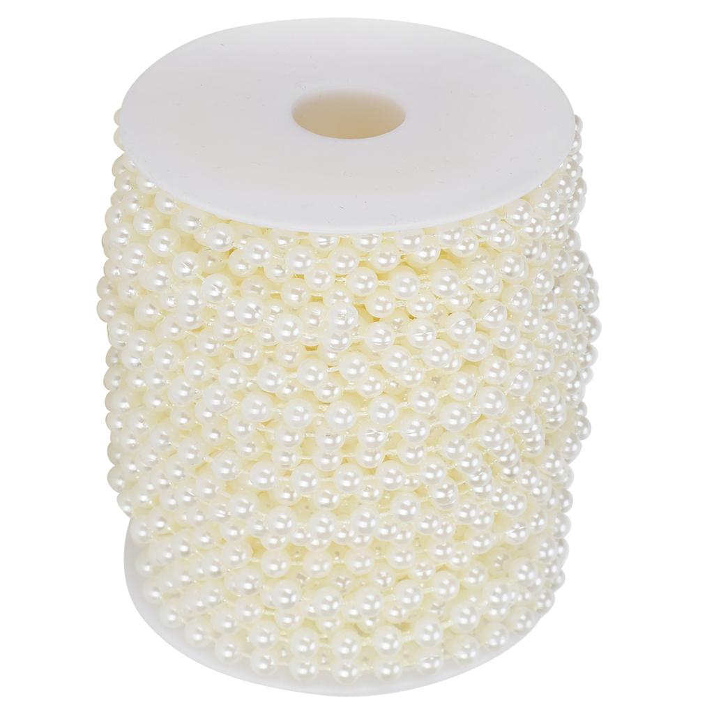 Faux Pearl Bead Garland String Round DIY Decoration Craft Clothing Accessories 6mm 25Meter RollBeige