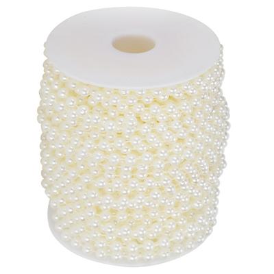Faux Pearl Bead Garland String Round DIY Decoration Craft Clothing Accessories 6mm 25Meter RollBeige
