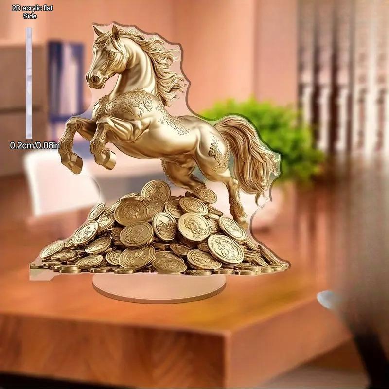 2D Flat Acrylic Horse Statue Decoration, Indoor and Outdoor Decoration - No Battery/electricity Required, Free Day Decoration, Shop Decoration, Durabl
