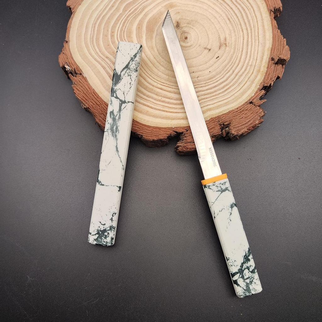 Stainless Steel Multi-purpose Knife Kitchen Peel Barbecue Knife Outdoor Portable Fishing Knife with Cover Texture Appearance