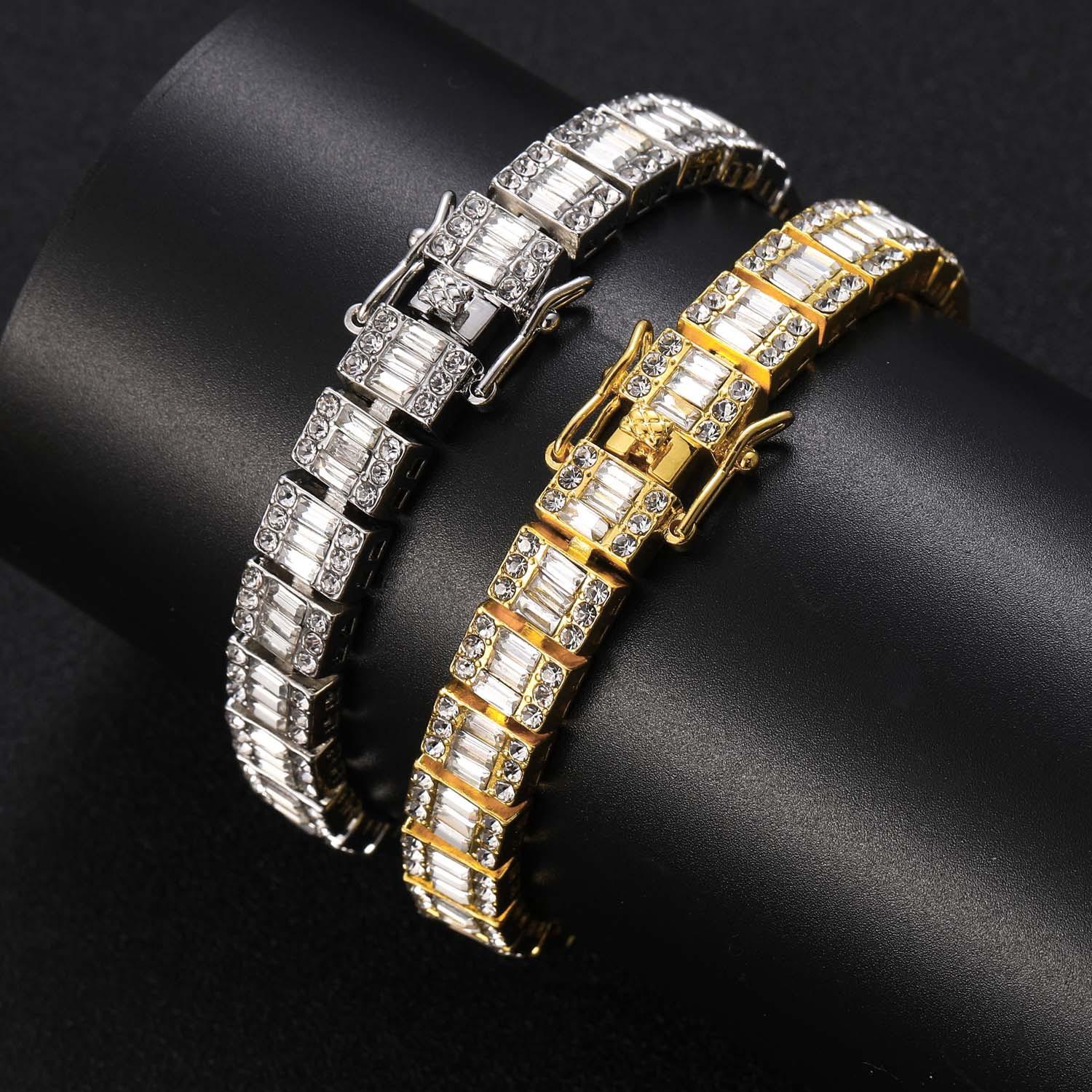 

Личность мужской квадратный 10 мм квадратный бриллиант круглый бриллиант полный бриллиант кубинская цепочка браслет в стиле хип-хоп