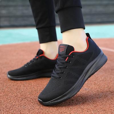 Atmungsaktive Netz-Sneaker Herbst Stoßdämpfung, leichte und bequeme Freizeitschuhe mit weicher Sohle, schwarze ******* Schnürsenkel Laufschuhe