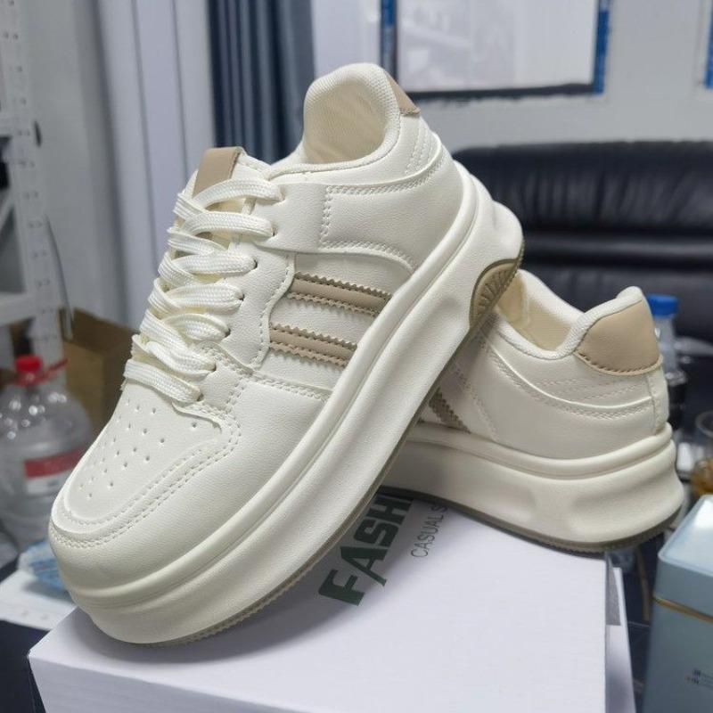 thick-soled little white shoes women's new autumn heightening niche bread shoes college style casual sports board shoes