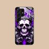 Silberne Totenkopf Glas Handyhülle für Samsung Galaxy S26 S25 S24 S23 S22 S21 S20 Note20 Plus FE Ultra Bunte Abdeckung