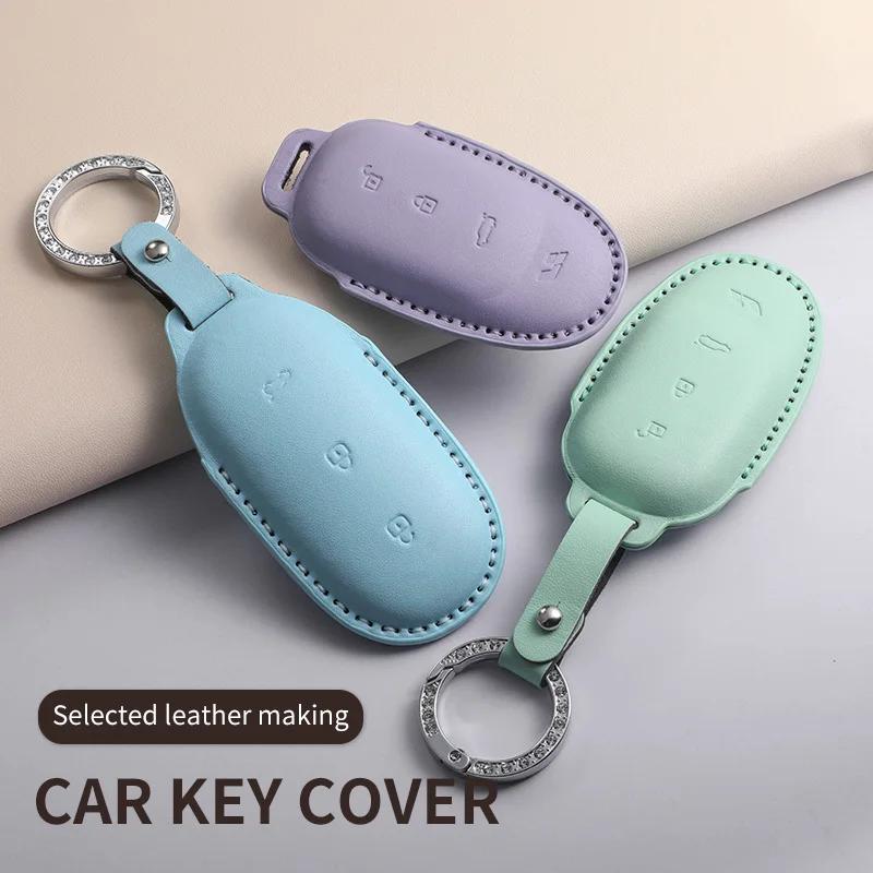Pu Leather Car Key Case Cover For Lixiang L9 L8 L7 L6 Anti-Scratch Car Smart Remote Key Shell Protecter Decorative Accessories