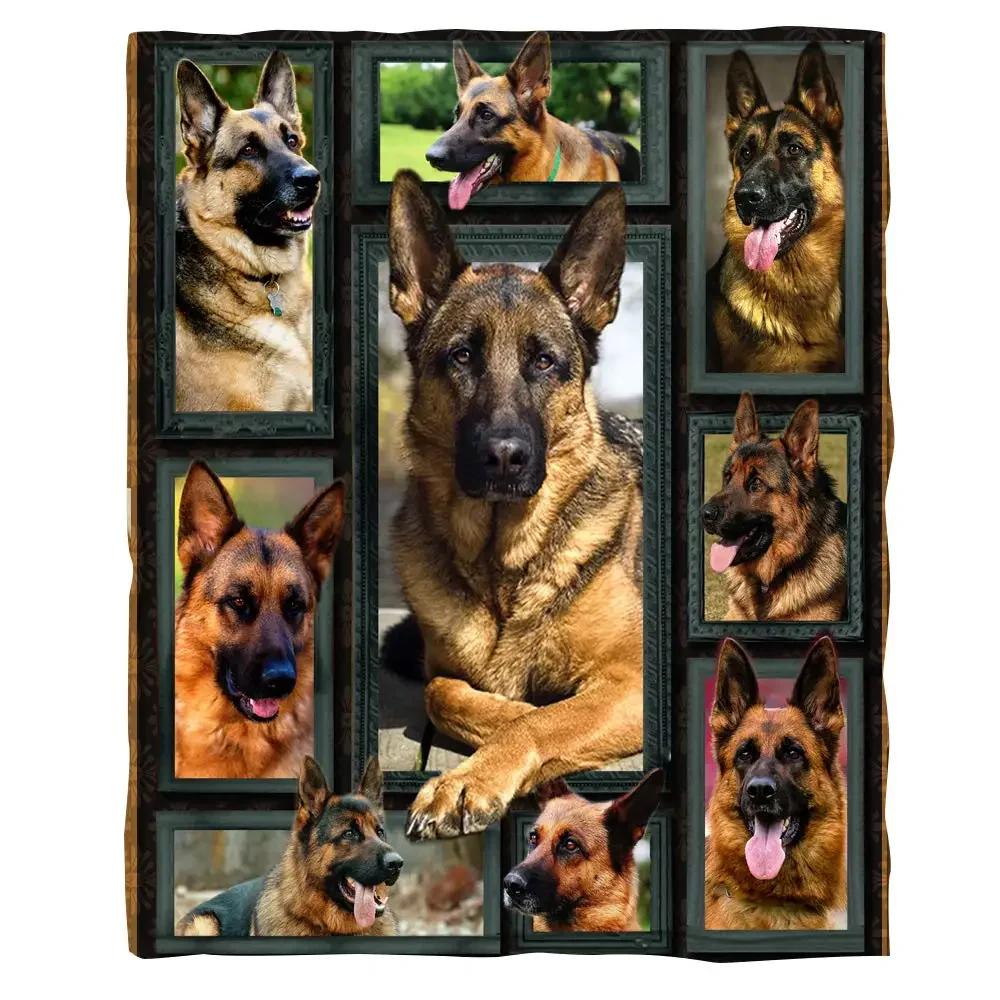 German Shepherd Blanket Dog Flannel Throw Bed Blankets Cozy Lightweight Soft Bedspreads Bedding for Sofa Couch Bed Home Decor