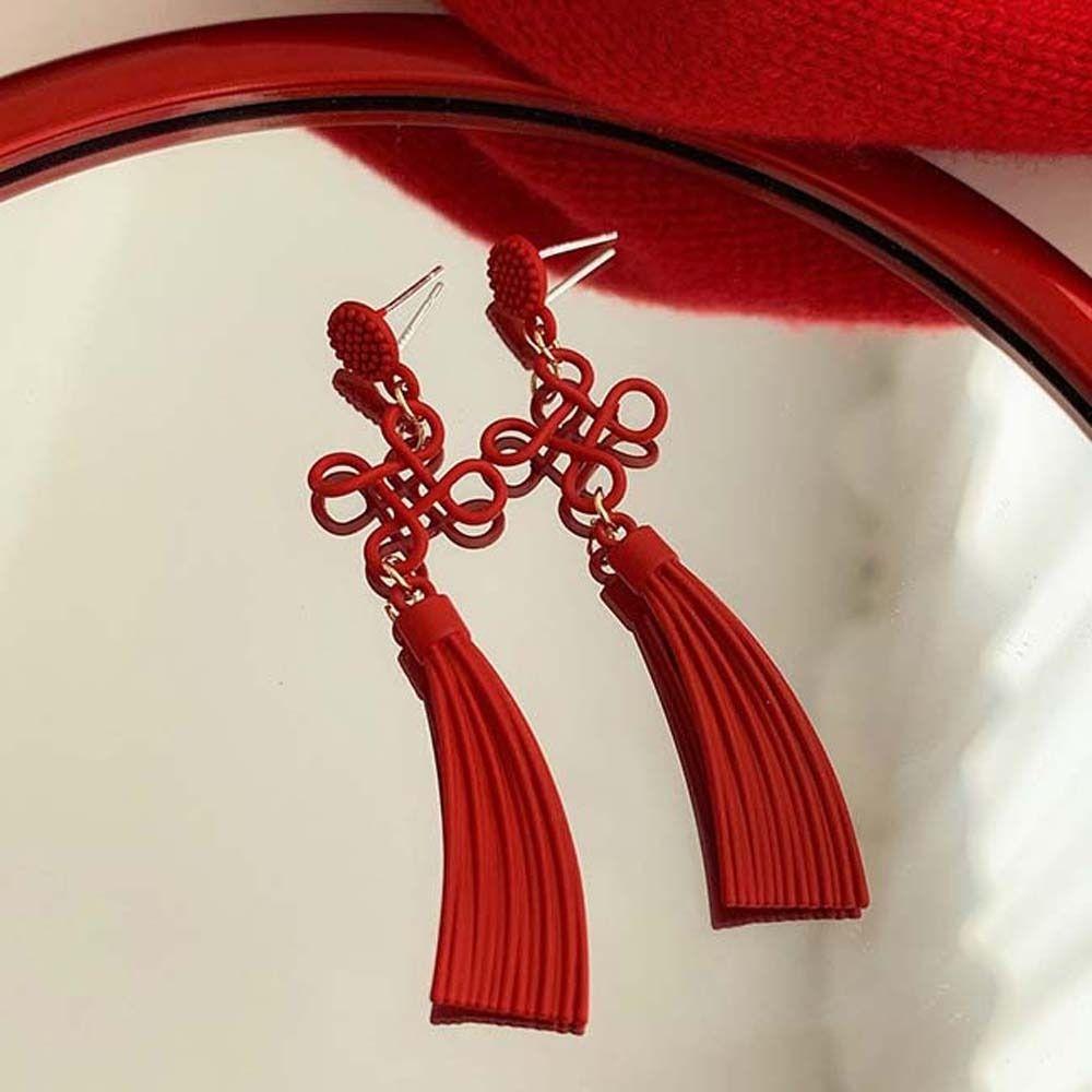 Schmuckzubehör Chinesisches Neujahr Ohrringe Hängeohrringe Damen Ohrhaken Chinesischer Knoten Ohrringe