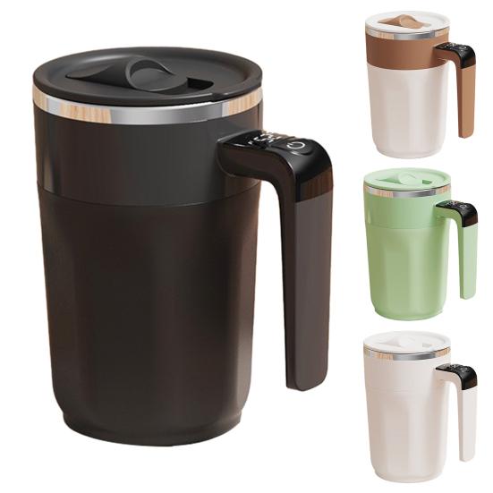 Automatic Stirring Coffee Cup with Real-Time Temperature Display Rechargeable Self-Stirring Mug Double-Wall Insulated 316 Stainless Steel Coffee Cup