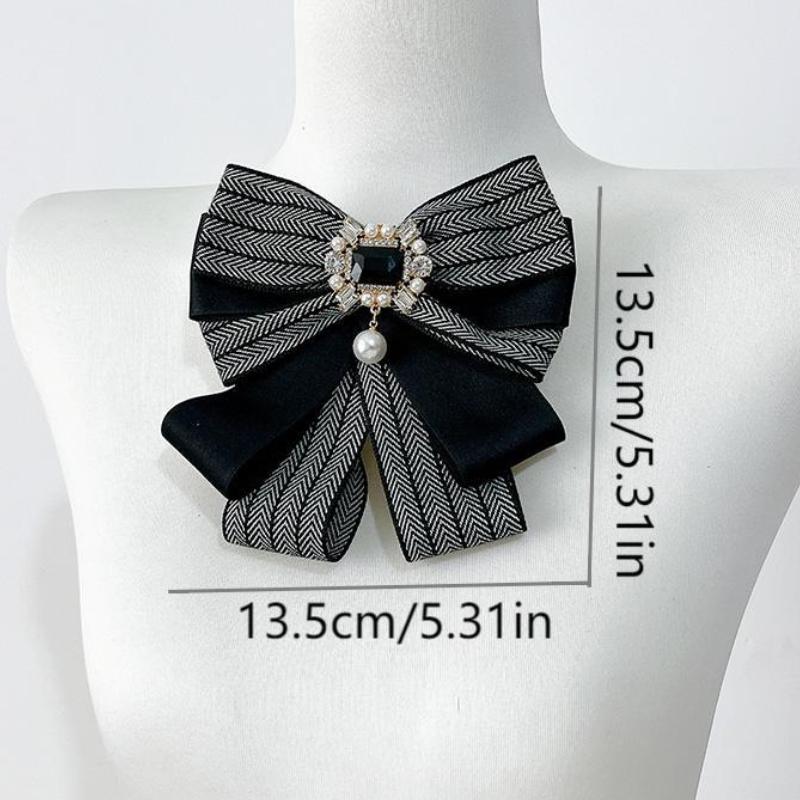 Korean Multi-layer Fabric Bow Brooch Rhinestone Crystal Shirt Collar Pins for Women Fashion Bowknot Jewelry Accessories
