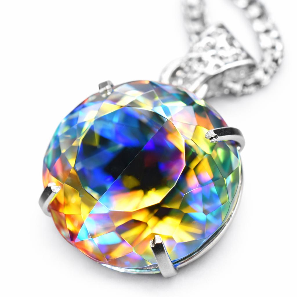 Natural Topaz 72ct Round Cut 925 Sterling Silver Pendant Certified
