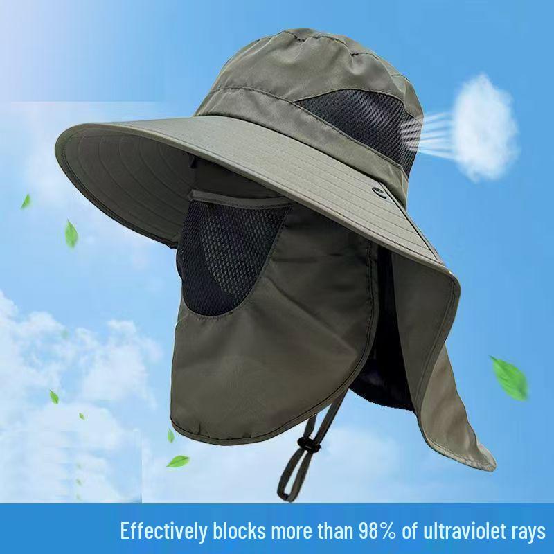 Men's Summer Sun Protection Fishing Hat with Face Shield