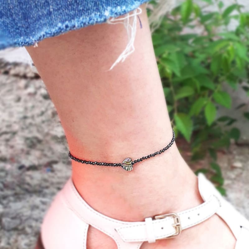 

RACOHA Lovely colorful crystal anklet (mother-of-pearl heart crystal anklet) green