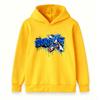 Kids Boys Girls Hooded Sweatshirt, Casual Graffiti Blue Running Character Print Pullover Hoodie, Soft Long Sleeve Tops For Children Daily