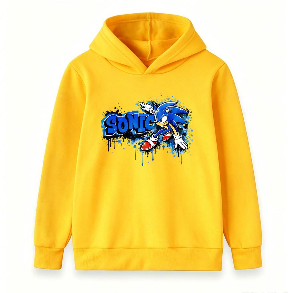 Kids Boys Girls Hooded Sweatshirt, Casual Graffiti Blue Running Character Print Pullover Hoodie, Soft Long Sleeve Tops For Children Daily