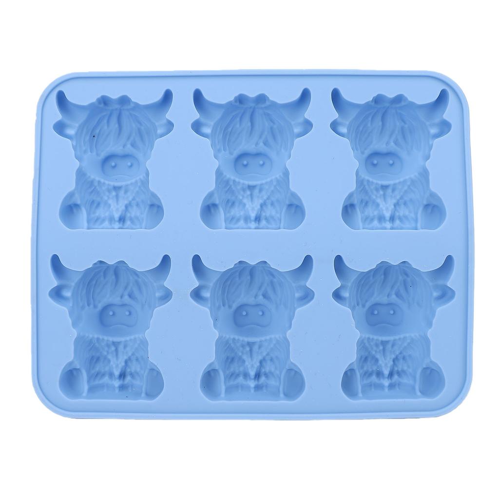 6 Cavity Mini Highland Cow Ice Cube Mold Silicone Reusable 3D Ice Tray for Whiskey Cocktail Beer