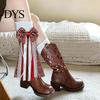 Boho Boot Embellishments 1 Pair Ribbon Bow Charms, Plaid Cowboy Charms Western Accessories with Faux Pearls Lace Ribbons, Women Boots for Cowgirl