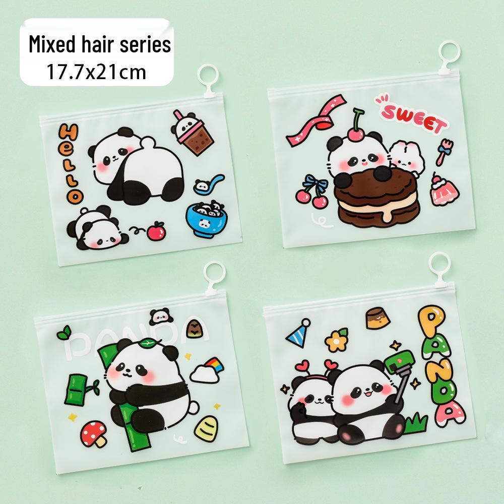 Large Capacity Transparent Cartoon Panda File & Pencil Bag for Students