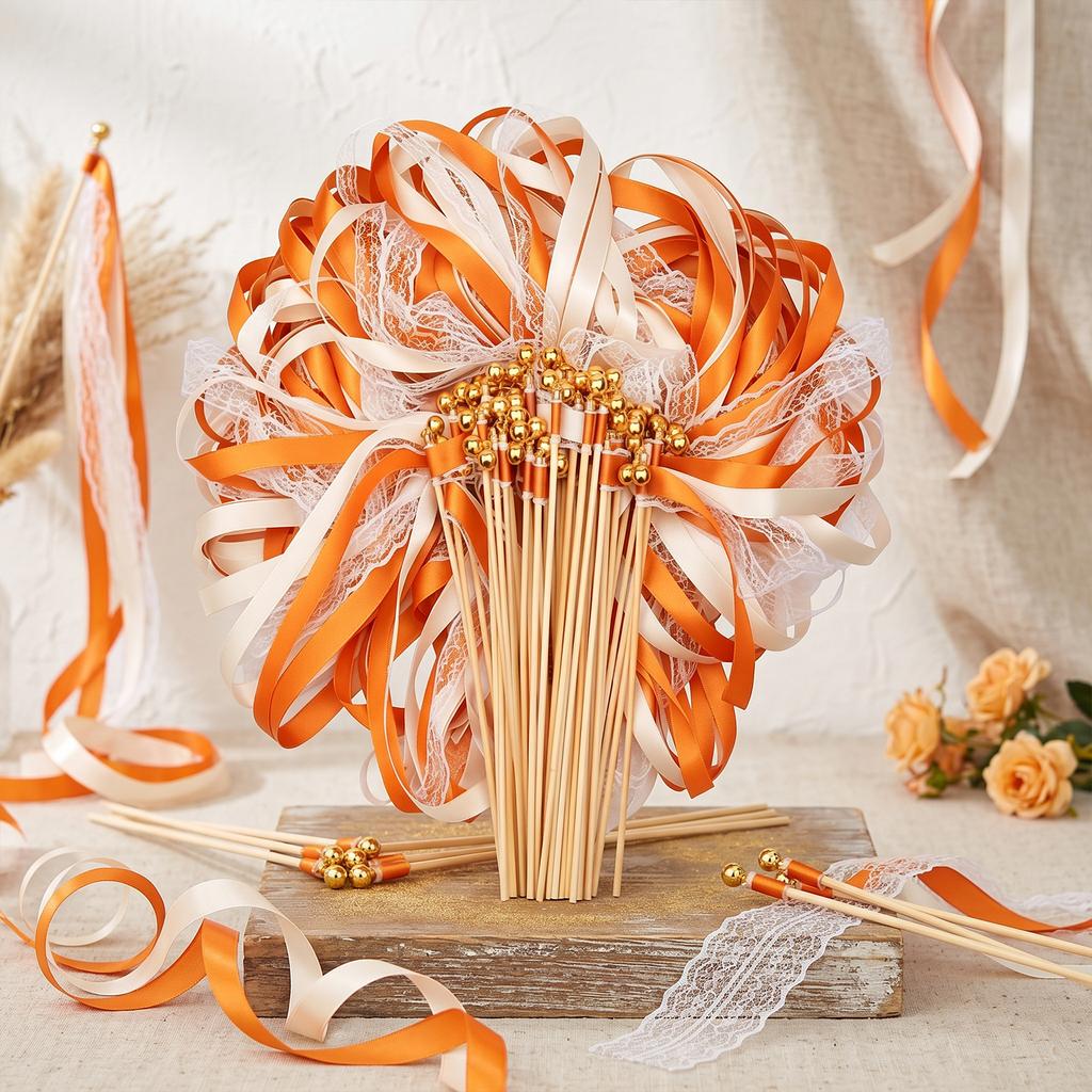 30pcs Wedding Sparklers for Send Off with Gold Bells and Lace Silk Party Event Holiday Celebration Gift