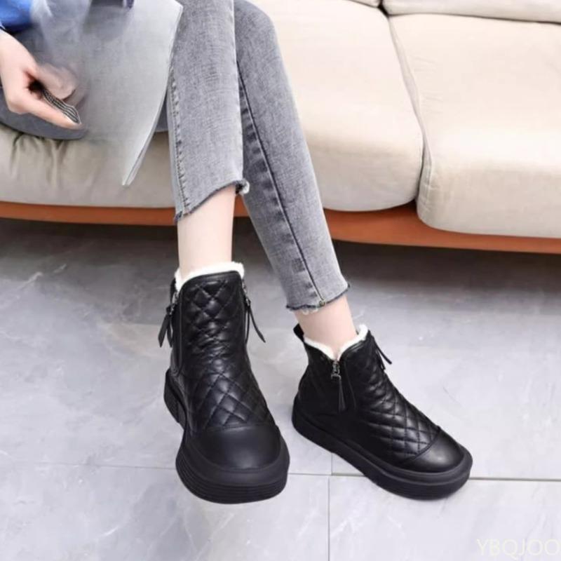 Fashionable versatile thick snow boots women autumn winter new soft soled  warm non slip women's boots minimalist Shoes