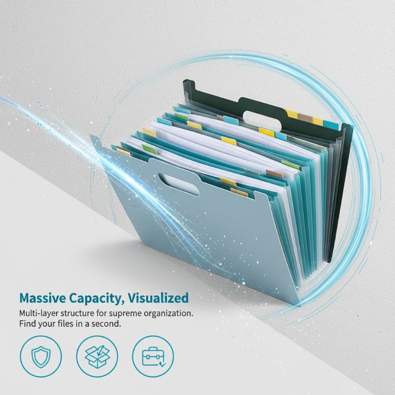 13 Pockets Accordion File Organizer, Expanding File Folder With Lable Pocket,Upright Open Top,A4/Letter Size Paper Document