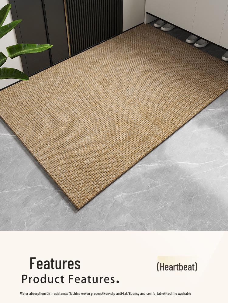 Ultra-Thin Japanese-Style Non-Slip Water-Absorbing Linen-Look Entrance Doormat, 2mm, Cuttable & Machine Washable for Home Hallway