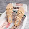 Fashion Ladies Slippers Summer New Outdoor Rivet Slippers Women's Middle Heel Sandals Women Slippers Plus Size 41-43