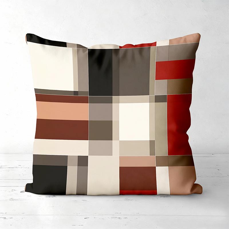 Multicolored Checkered Cotton Linen Sofa Cushions Polyester pillowcase, sofa decorative cushion cov Headboard Pillow