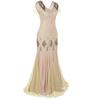 Women Vintage 1920s Bead Fringe Sequin Lace Party Flapper Cocktail Prom Dress