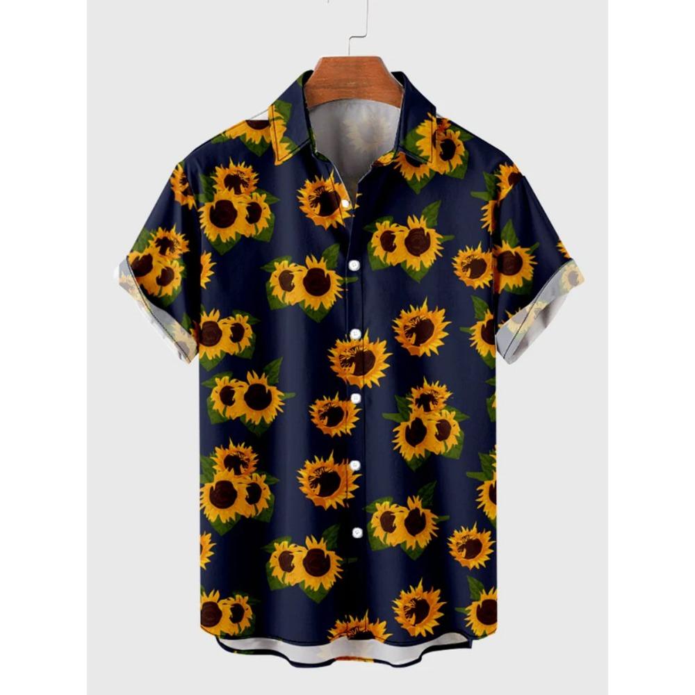 Cămașă bărbați, model de plante tropicale, imprimare 3D, topuri, vară, casual, cămașă de vacanță, cu nasturi, rever, mâneci scurte, îmbrăcăminte unisex