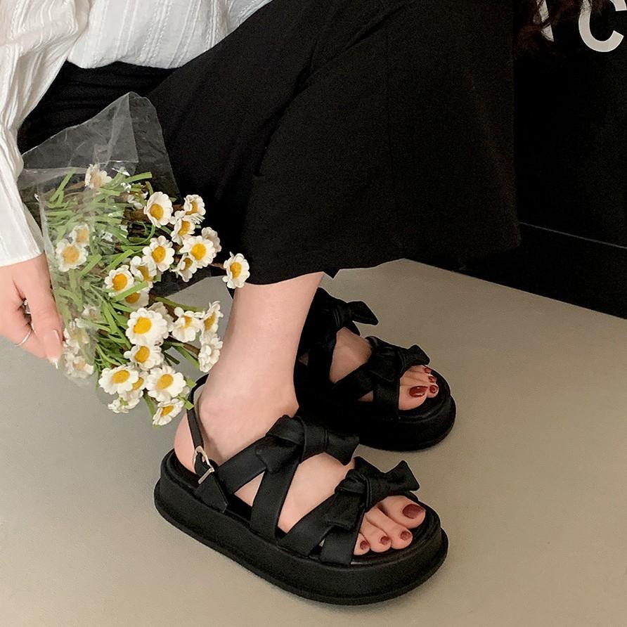 Queen Fan Retro Versatile Platform Sandals Women's Shoes 2025 New Summer French with Skirt Beach Roman Shoes