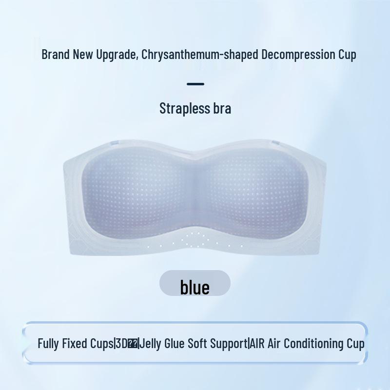 Seamless Non-Slip Strapless Push-Up Bandeau for Small Busts XL (125-140 jin) светло-синий