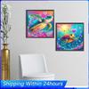 2pcs 5D DIY Full Round Drill Diamond Painting Colourful Turtle Kit Home Decor