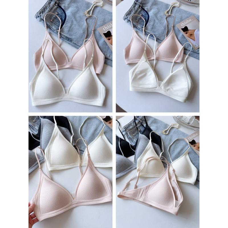 Women Sexy Deep V Mesh Neckline Backless Wireless Thin Triangle Cup Beauty Back Bra