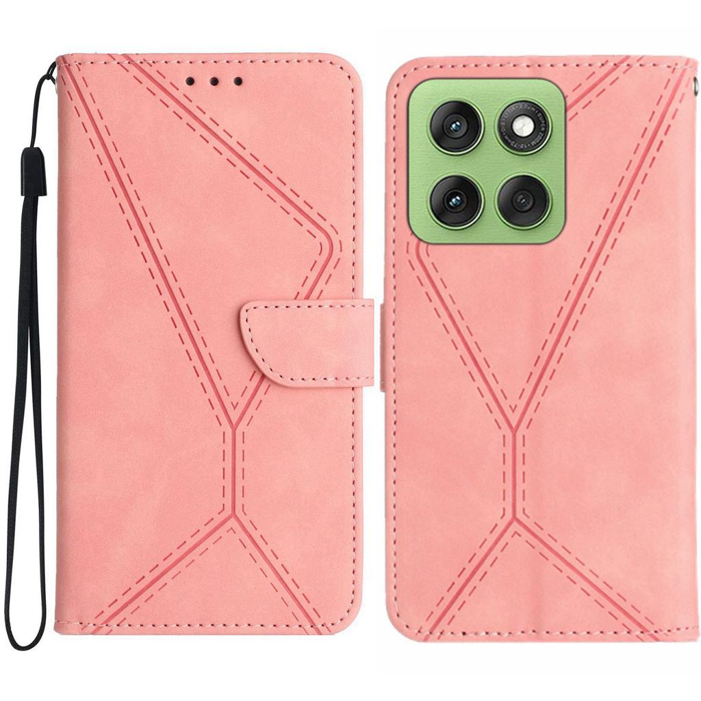 For Motorola Edge 60 5G/60 Fusion 5G Case Skin Touch Lines Imprinted PU Leather Flip Phone Cover