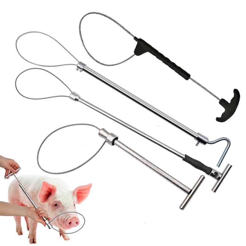 1Pcs Wired Catching Pig Lasso Baoding Pig Head Grab Pig Device Pig Equipment Convenient Safety Copper Handle