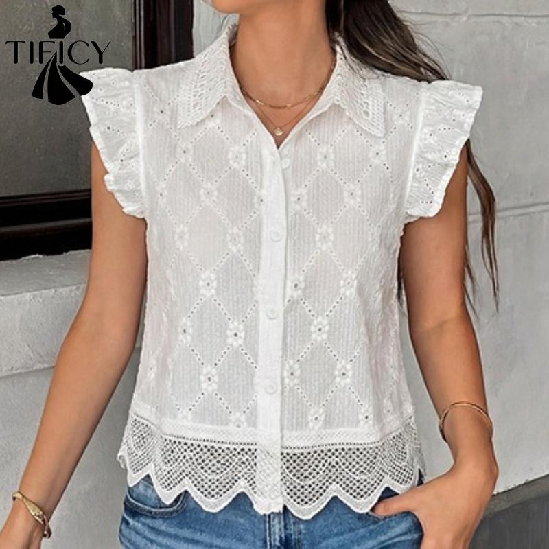 Camicette e camicie con collo a polo, maniche corte, stampa tinta unita, moda casual estate primavera