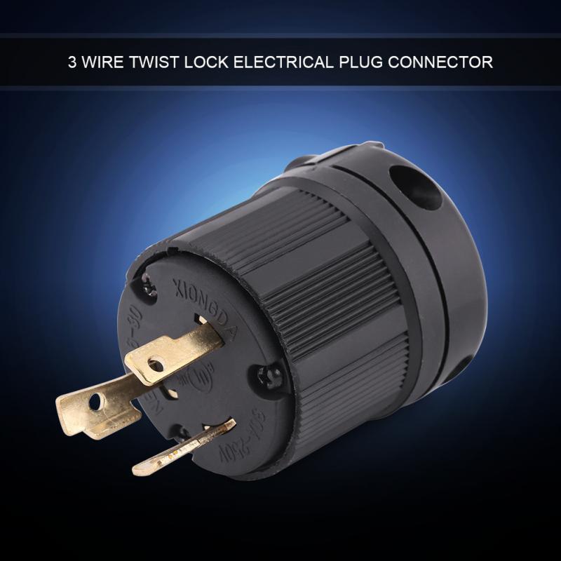 3-Pole 3-Wire NEMA L5-30P 125V 30 amp Industrial Twist Lock Male Plug Adapter