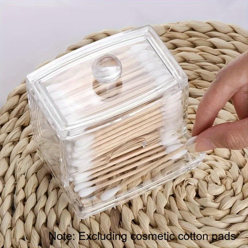 

2pcs Transparent Plastic Cotton Swab Holder, Crystal Clear Cotton Pad Dispenser, Bathroom Organizer Accessory with Unique Design