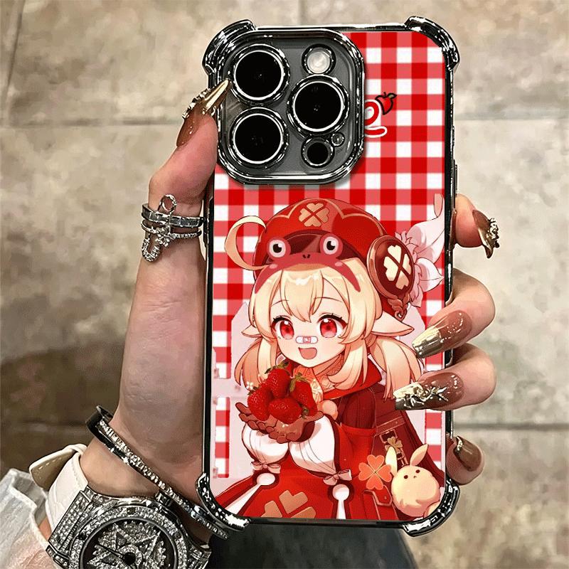 Genshin Impact Klee Plating Phone Case For Iphone 16 17 Pro Max Air 16E 14 15 Plus 12 13 Mini Anti-Fall Airabag Cover