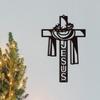 Christmas Metal Cross Wall Art Decor Jesus Letter Decorative Holy Ornament for Catholic Christian Church Decorations
