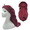 No Moq High Quality Long Bonnets for Braids Satin Bonnet Custom Logo Silk Bonnet with Button