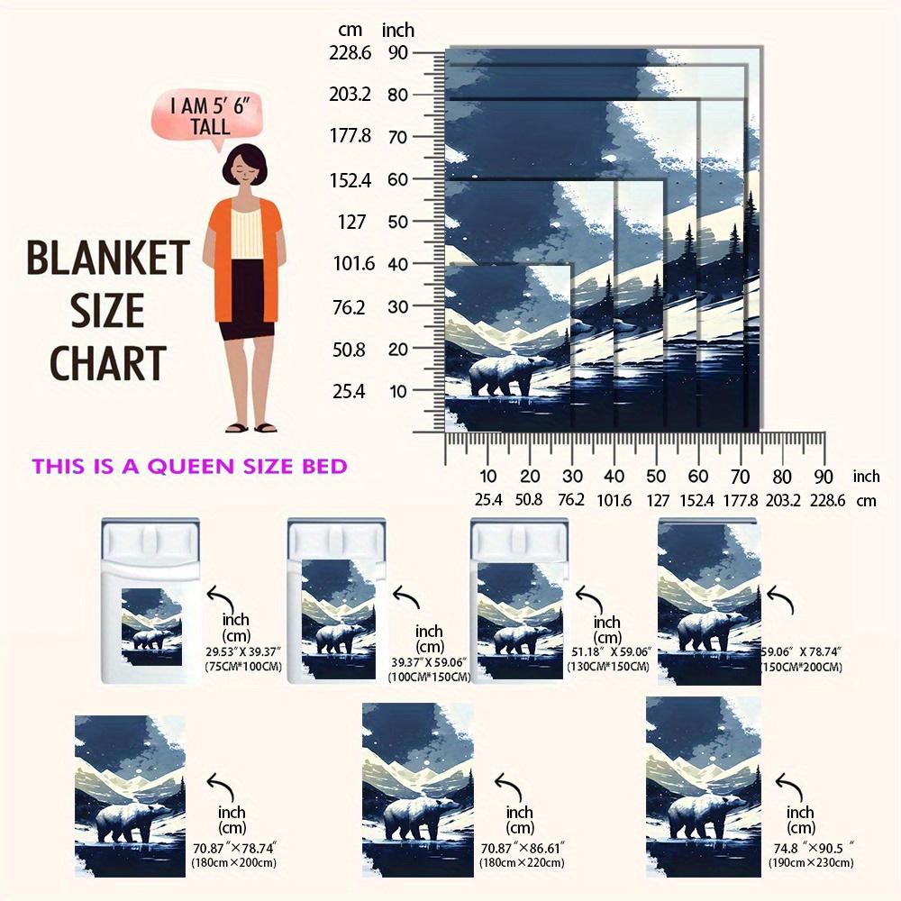 1pc Arctic Bear & Snowy Mountain Landscape Fleece Throw Blanket – Plush, Large Arctic-Themed Decor for Home, Sofa, Car, and Offi